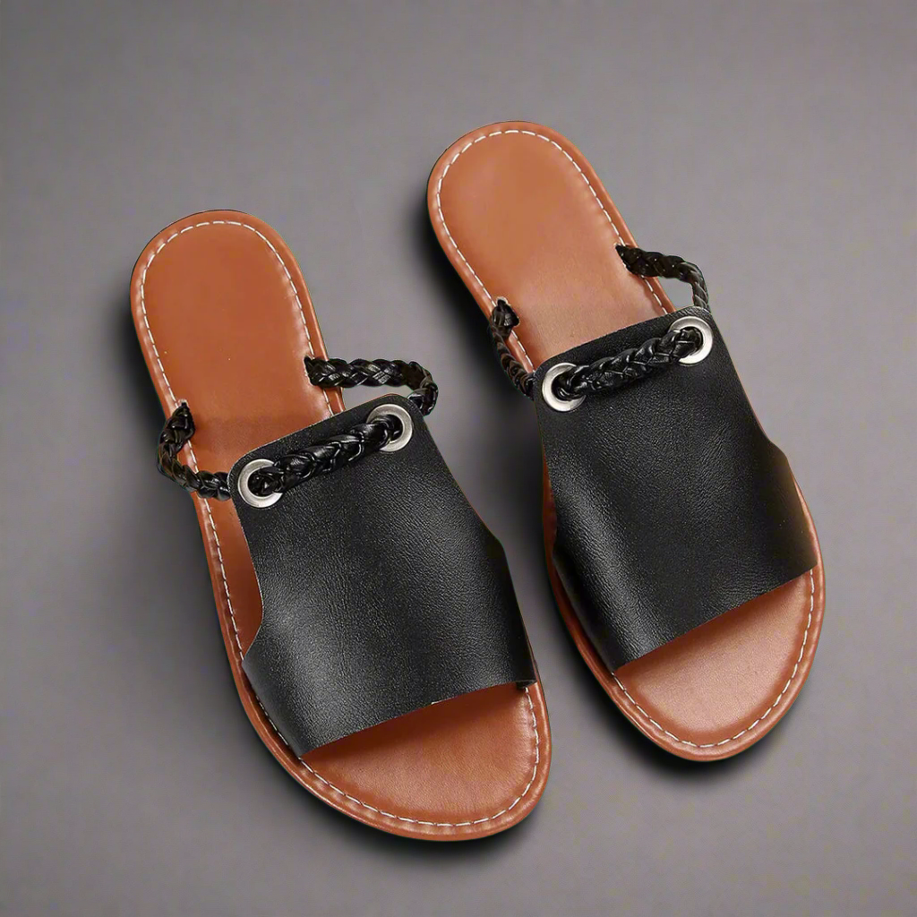Katelina | Sandalias planas hechas a mano de material premium
