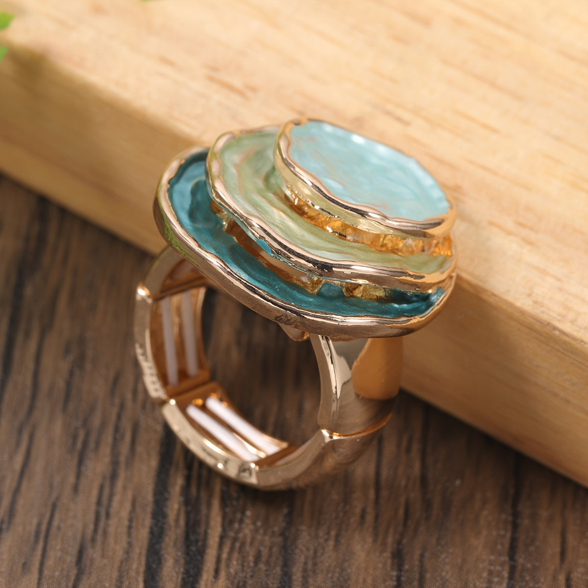 Anillo de Esmalte Boho de Tres Capas