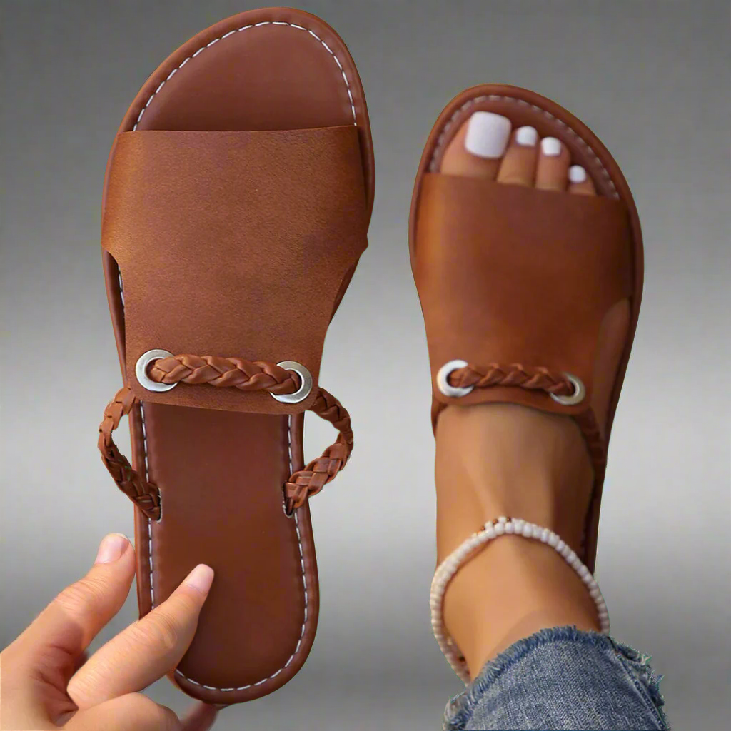 Katelina | Sandalias planas hechas a mano de material premium