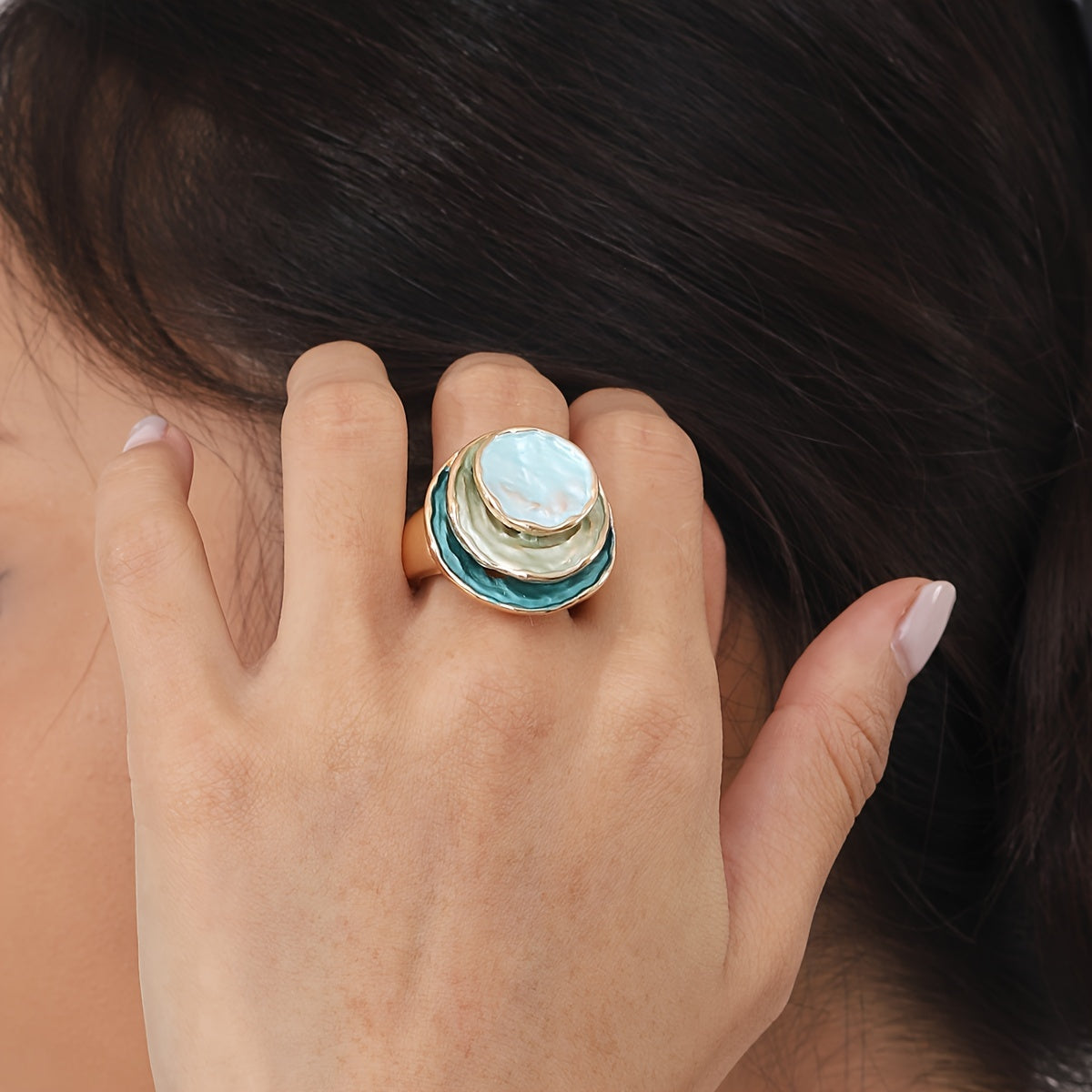 Anillo de Esmalte Boho de Tres Capas