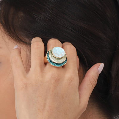 Anillo de Esmalte Boho de Tres Capas