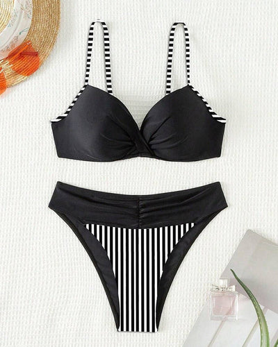 Bikini Sexy a Rayas de Contraste