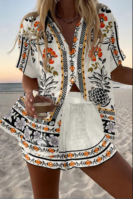 Irella™ | Conjunto corto de lino con estampado floral