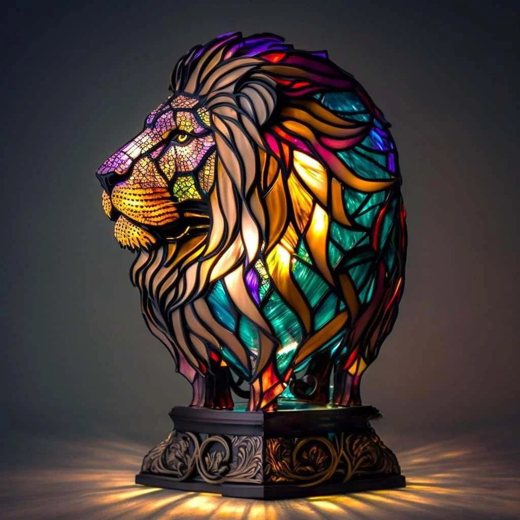 Simba | Lámpara de León Mágico en Vidrio Colorido