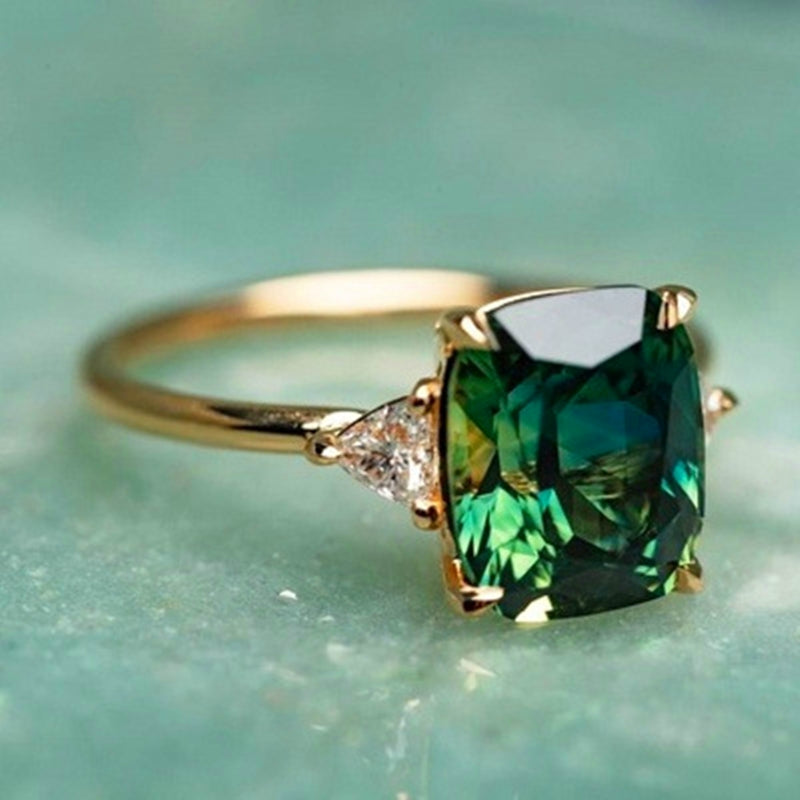 Chance - Anillo de zirconia verde en oro