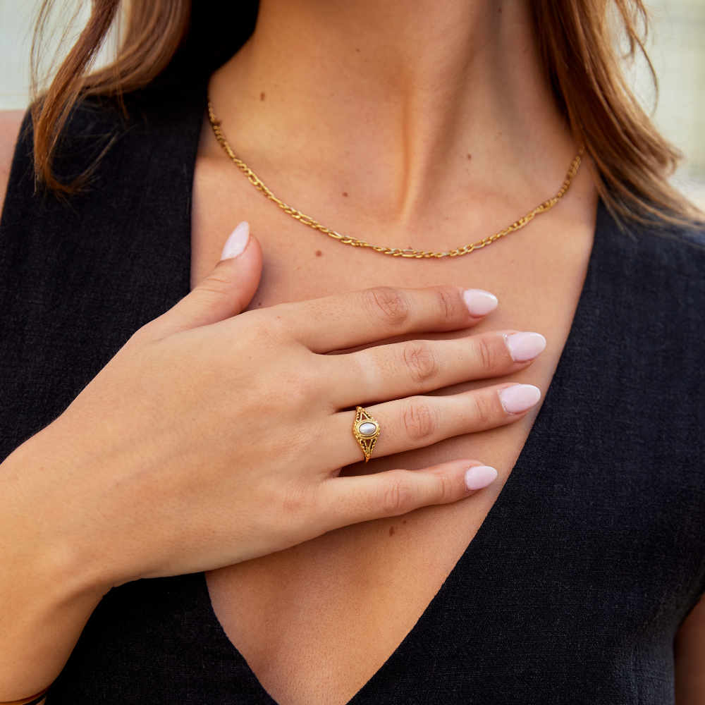 Anillo Vintage Real en Perla