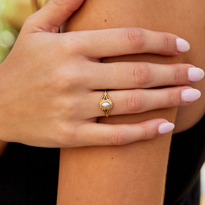 Anillo Vintage Real en Perla