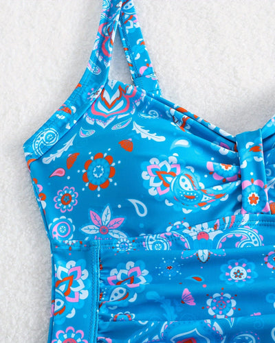 Conjunto de Vestido Floral Plisado