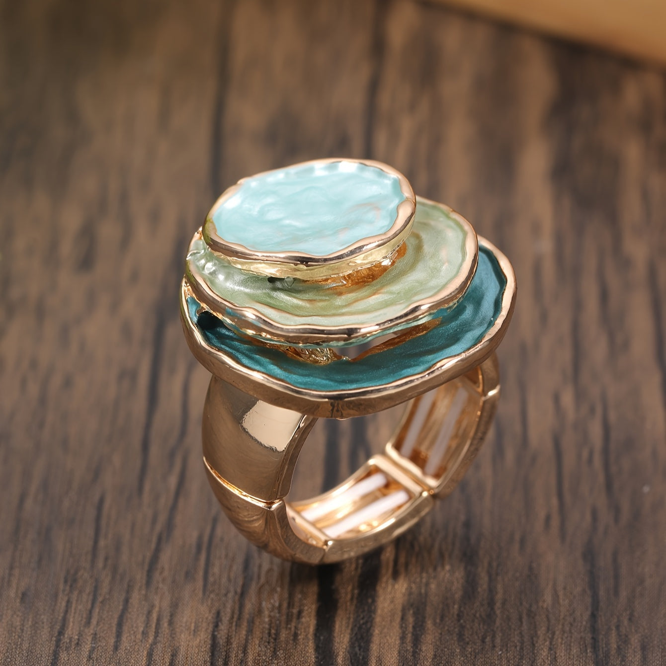 Anillo de Esmalte Boho de Tres Capas