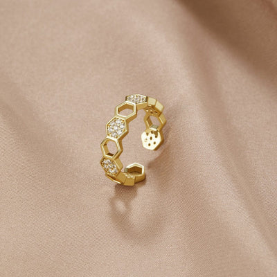 Abeille - Anillo de oro y cristal