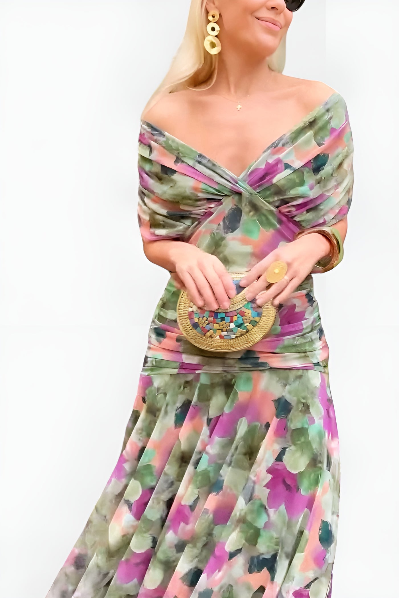 Alondra | Vestido Largo con Estampado Floral y Escote en V