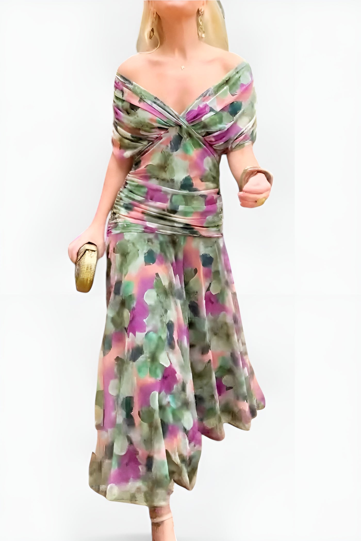 Alondra | Vestido Largo con Estampado Floral y Escote en V