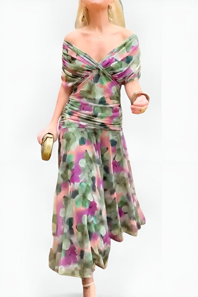 Alondra | Vestido Largo con Estampado Floral y Escote en V