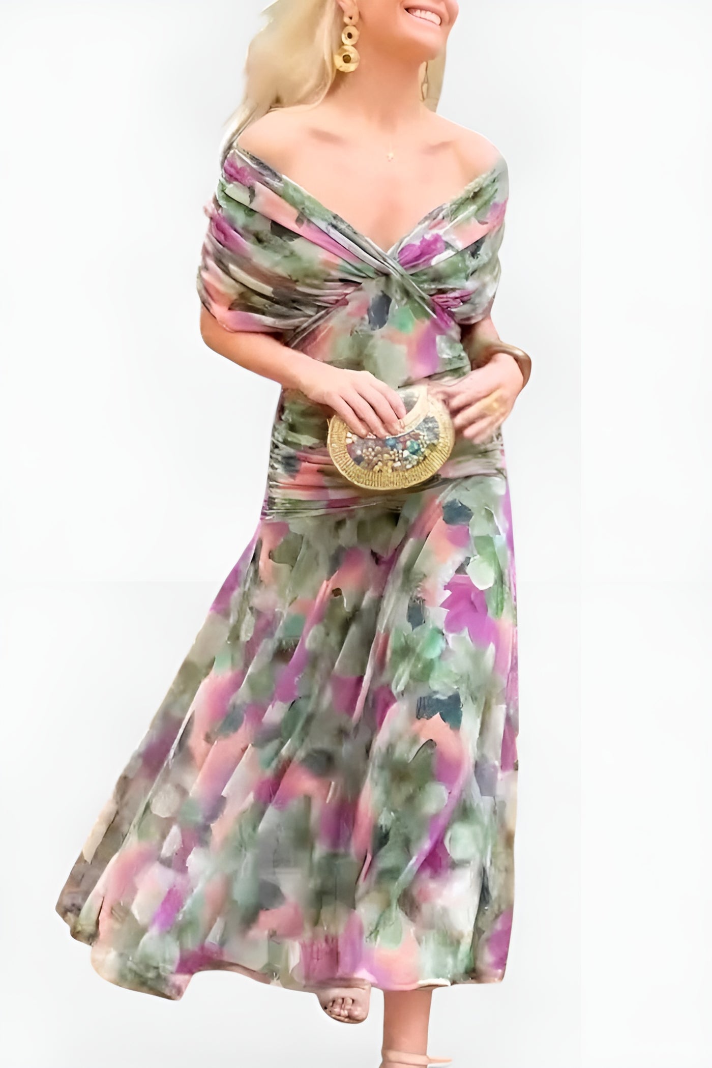 Alondra | Vestido Largo con Estampado Floral y Escote en V
