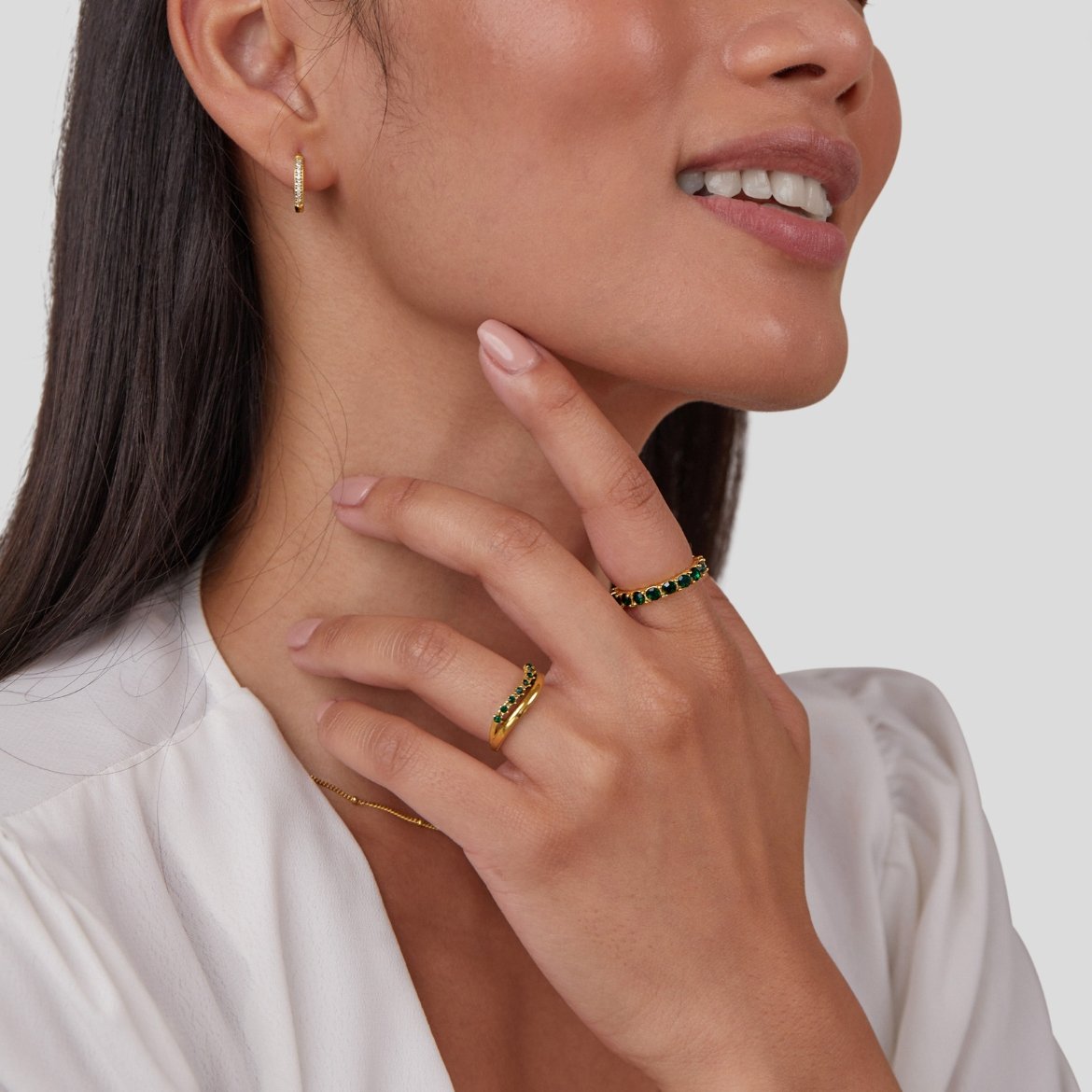 Mary - Anillo apilado en verde esmeralda