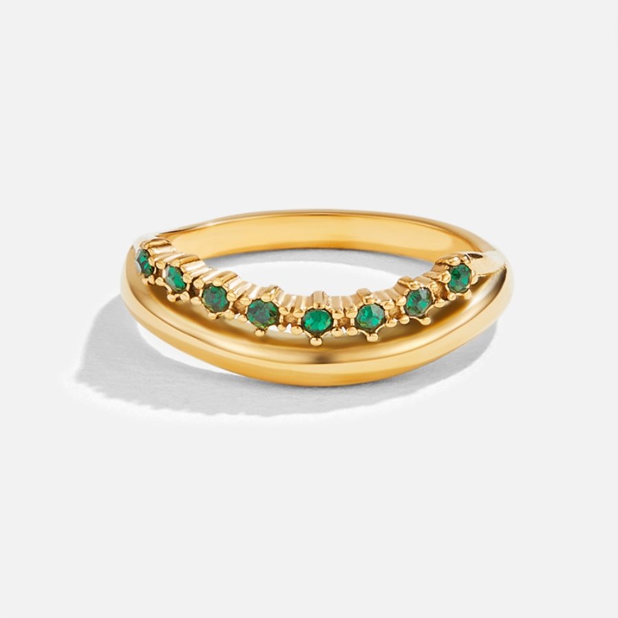 Mary - Anillo apilado en verde esmeralda