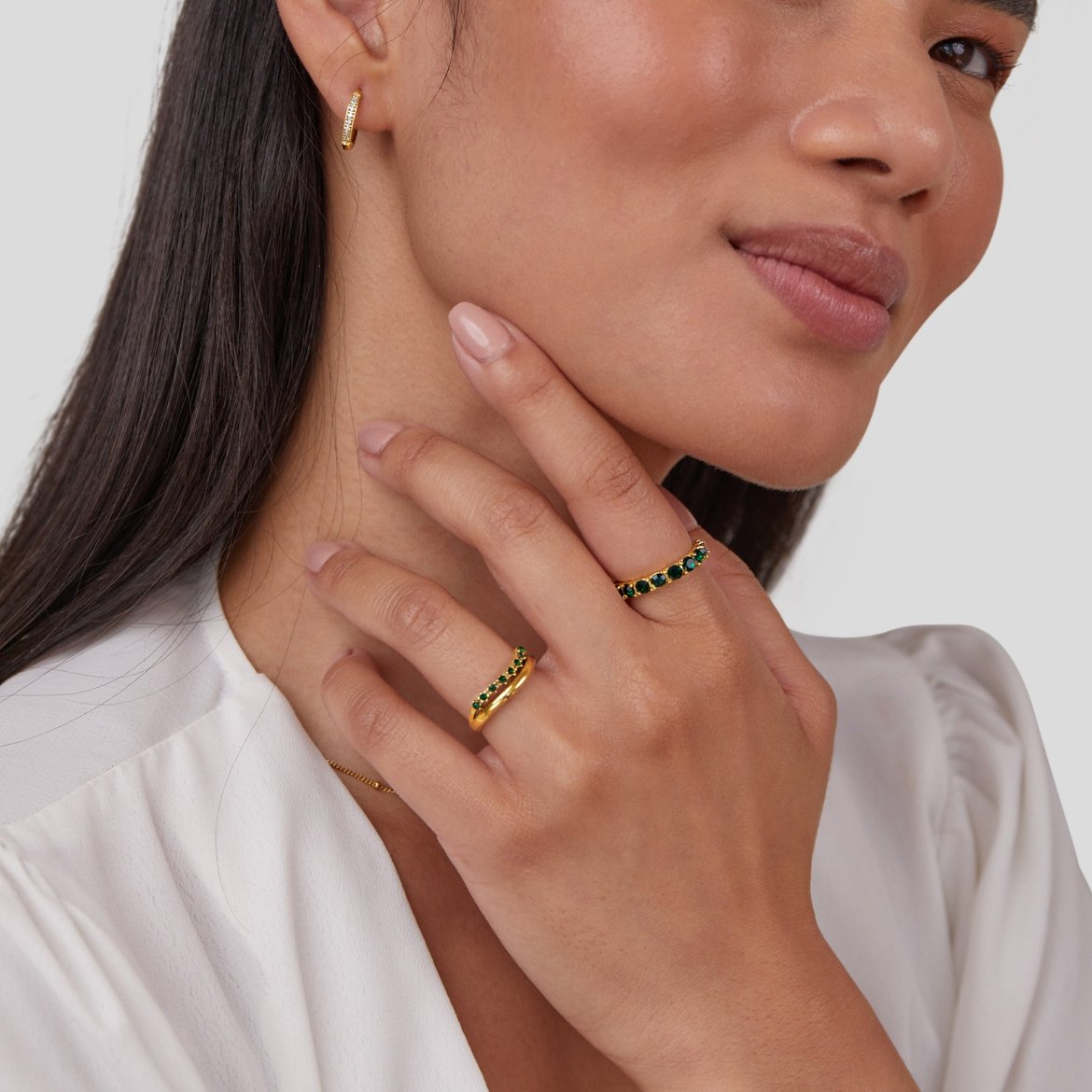 Mary - Anillo apilado en verde esmeralda